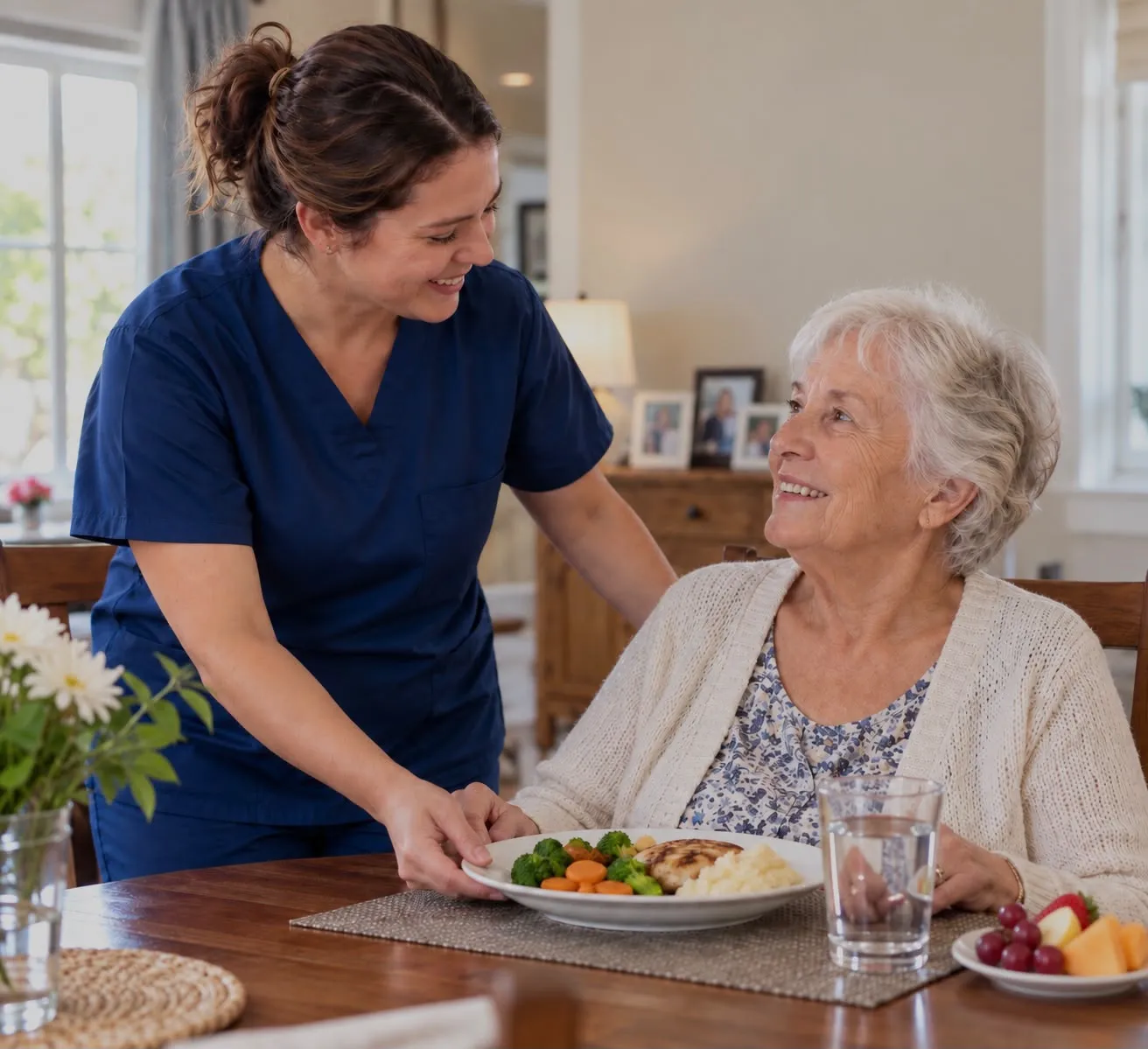 Caregiver with a senior client