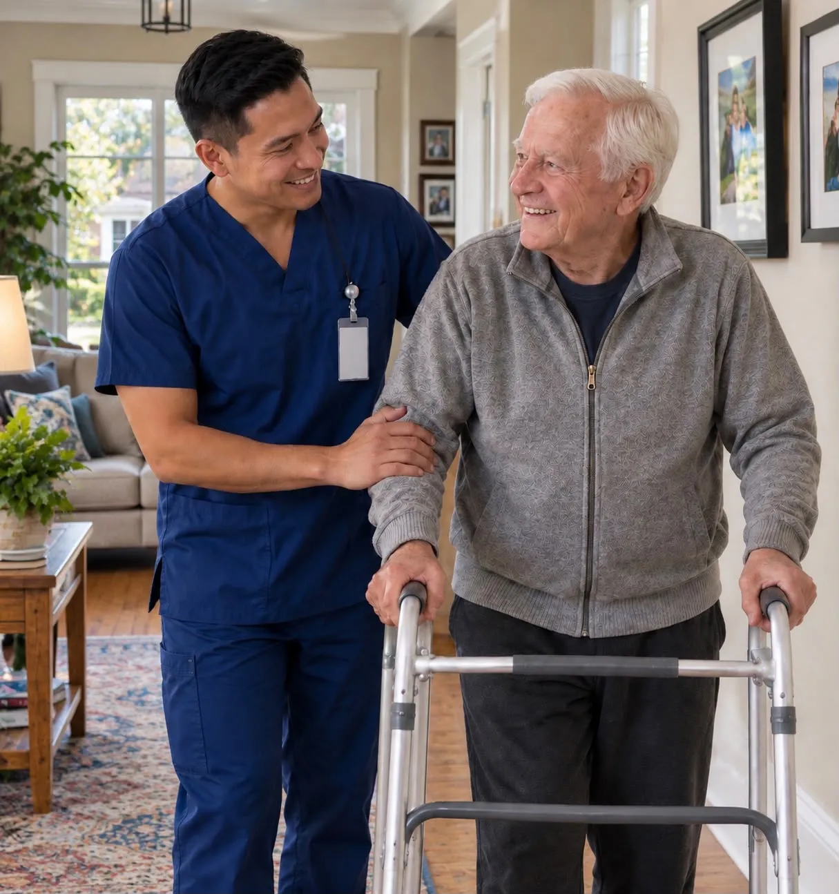 Senior client receiving personal care