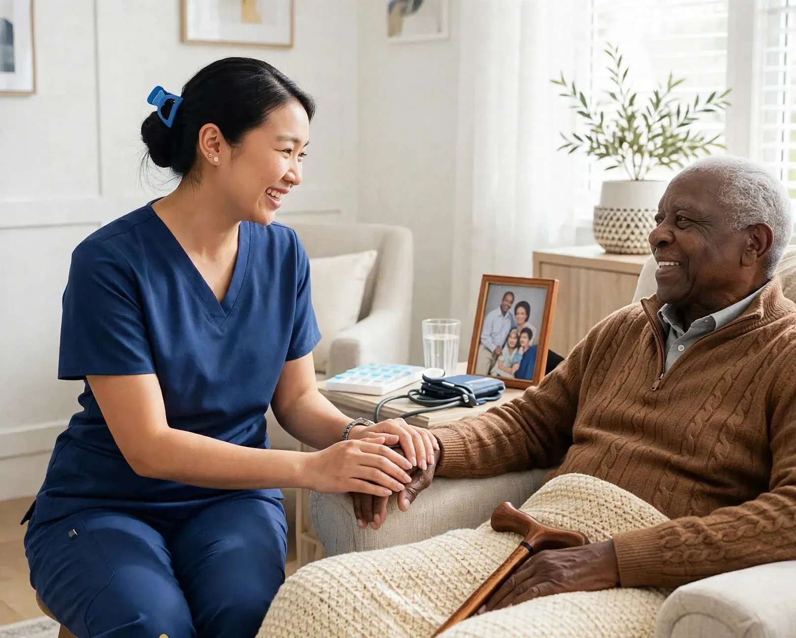 Tufaayo caregiver visiting a client at home